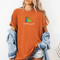 May include Bookworm Comfort Colors unisex t-shirt with book lover graphic, relaxed fit, and soft garment-dyed cotton