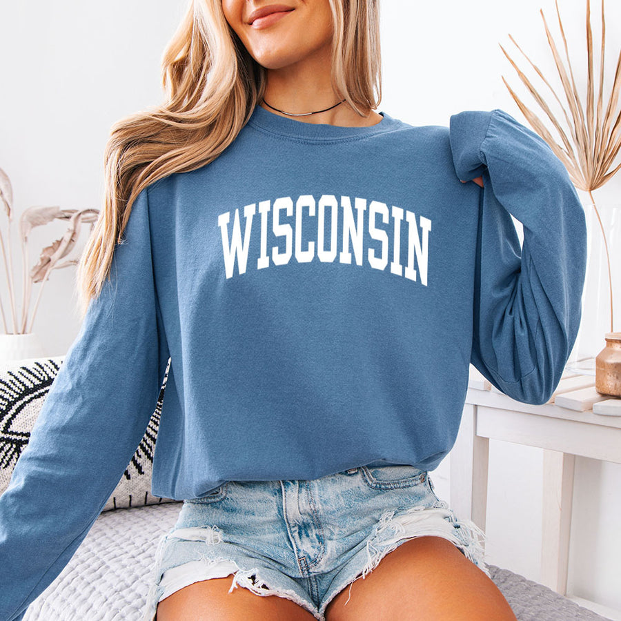 May include Wisconsin Comfort Colors long sleeve shirt with state-inspired graphic, garment-dyed cotton, and relaxed unisex fit