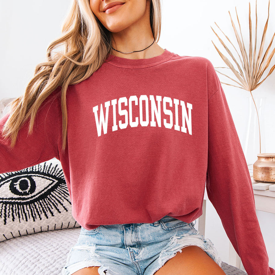 May include Wisconsin Comfort Colors long sleeve shirt with state-inspired graphic, garment-dyed cotton, and relaxed unisex fit