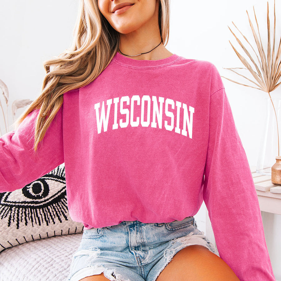 May include Wisconsin Comfort Colors long sleeve shirt with state-inspired graphic, garment-dyed cotton, and relaxed unisex fit