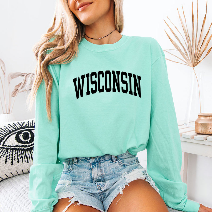 May include Wisconsin Comfort Colors long sleeve shirt with state-inspired graphic, garment-dyed cotton, and relaxed unisex fit