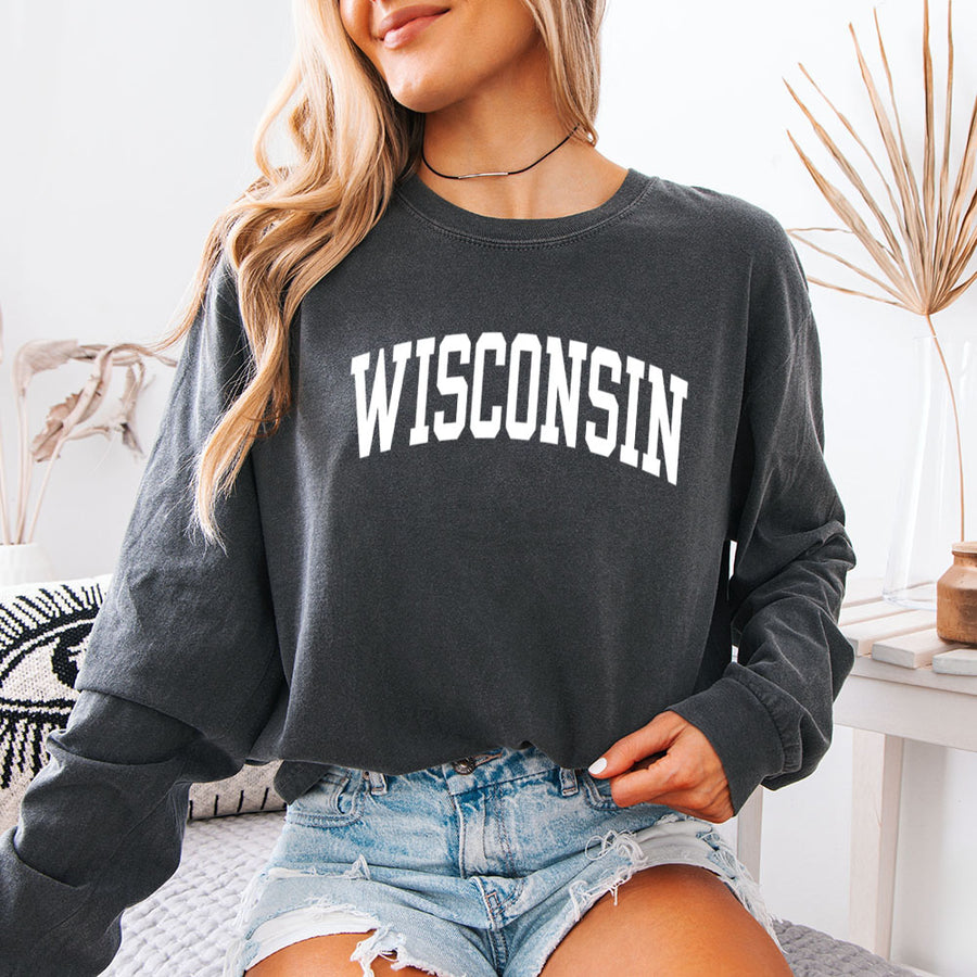 May include Wisconsin Comfort Colors long sleeve shirt with state-inspired graphic, garment-dyed cotton, and relaxed unisex fit