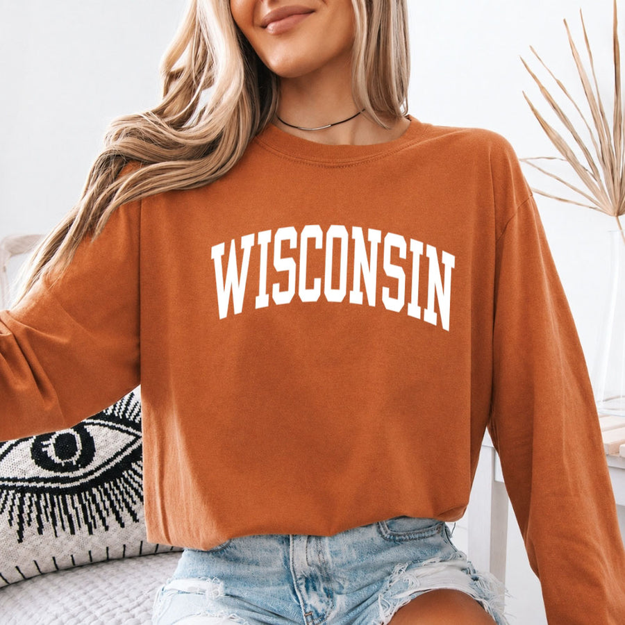 May include Wisconsin Comfort Colors long sleeve shirt with state-inspired graphic, garment-dyed cotton, and relaxed unisex fit