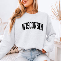 May include Wisconsin crewneck unisex sweatshirt with state-inspired graphic, soft fleece fabric, and classic relaxed fit