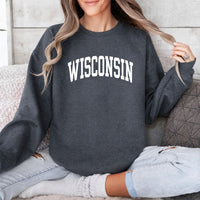 May include Wisconsin crewneck unisex sweatshirt with state-inspired graphic, soft fleece fabric, and classic relaxed fit