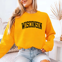 May include Wisconsin crewneck unisex sweatshirt with state-inspired graphic, soft fleece fabric, and classic relaxed fit
