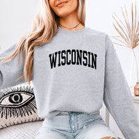 May include Wisconsin crewneck unisex sweatshirt with state-inspired graphic, soft fleece fabric, and classic relaxed fit