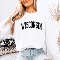 May include Wisconsin crewneck unisex sweatshirt with state-inspired graphic, soft fleece fabric, and classic relaxed fit