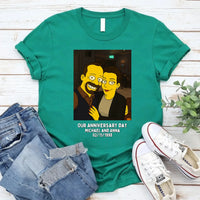 May include a custom couples t-shirt featuring an uploaded photo transformed with an AI art effect, styled as a personalized anniversary gift.