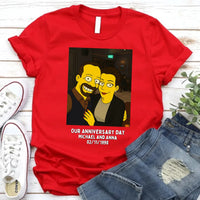 May include a custom couples t-shirt featuring an uploaded photo transformed with an AI art effect, styled as a personalized anniversary gift.