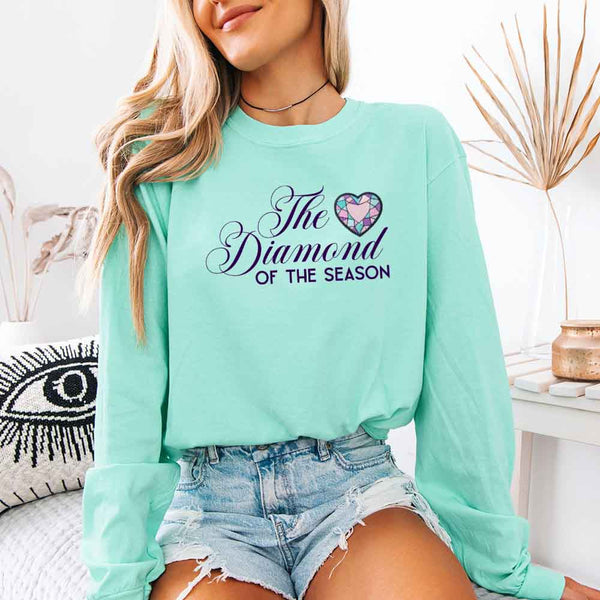 May include Diamond of the Season Comfort Colors long sleeve shirt with Regency BookTok inspired graphic and relaxed fit