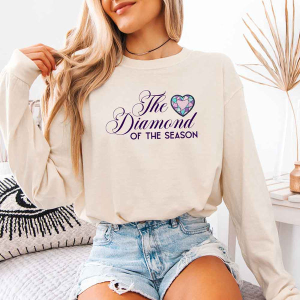 May include Diamond of the Season Comfort Colors long sleeve shirt with Regency BookTok inspired graphic and relaxed fit