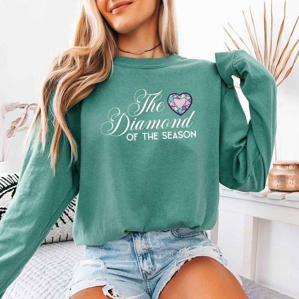 May include Diamond of the Season Comfort Colors long sleeve shirt with Regency BookTok inspired graphic and relaxed fit