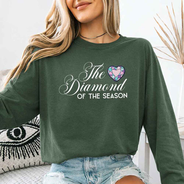May include Diamond of the Season Comfort Colors long sleeve shirt with Regency BookTok inspired graphic and relaxed fit