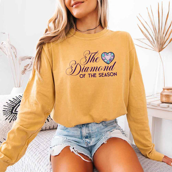 May include Diamond of the Season Comfort Colors long sleeve shirt with Regency BookTok inspired graphic and relaxed fit