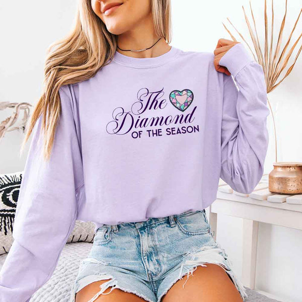 May include Diamond of the Season Comfort Colors long sleeve shirt with Regency BookTok inspired graphic and relaxed fit