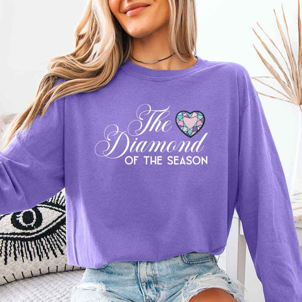 May include Diamond of the Season Comfort Colors long sleeve shirt with Regency BookTok inspired graphic and relaxed fit