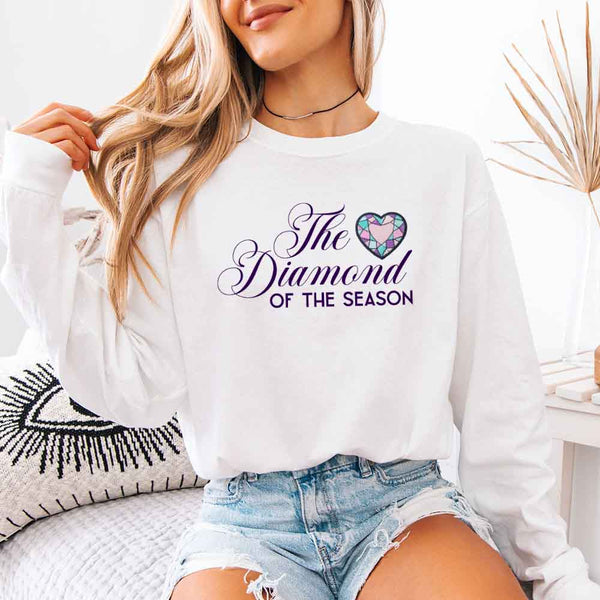 May include Diamond of the Season Comfort Colors long sleeve shirt with Regency BookTok inspired graphic and relaxed fit