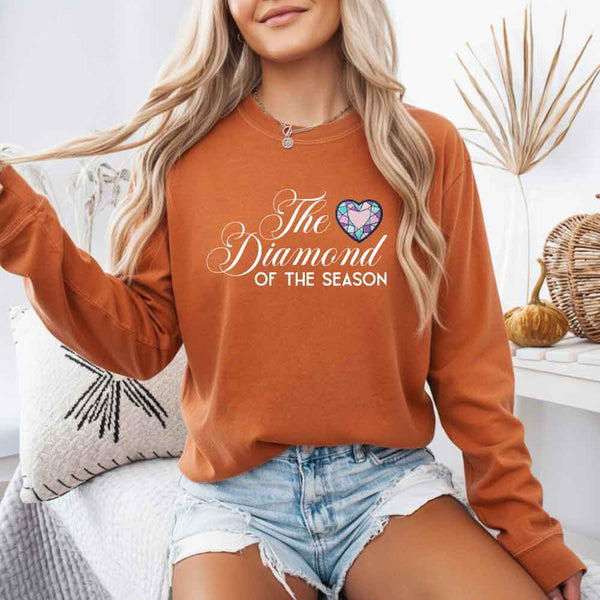 May include Diamond of the Season Comfort Colors long sleeve shirt with Regency BookTok inspired graphic and relaxed fit