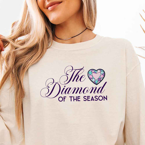May include Diamond of the Season Comfort Colors long sleeve shirt with Regency BookTok inspired graphic and relaxed fit