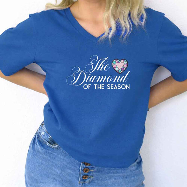 May include Diamond of the Season v-neck tee with Regency BookTok romance graphic and relaxed fit design