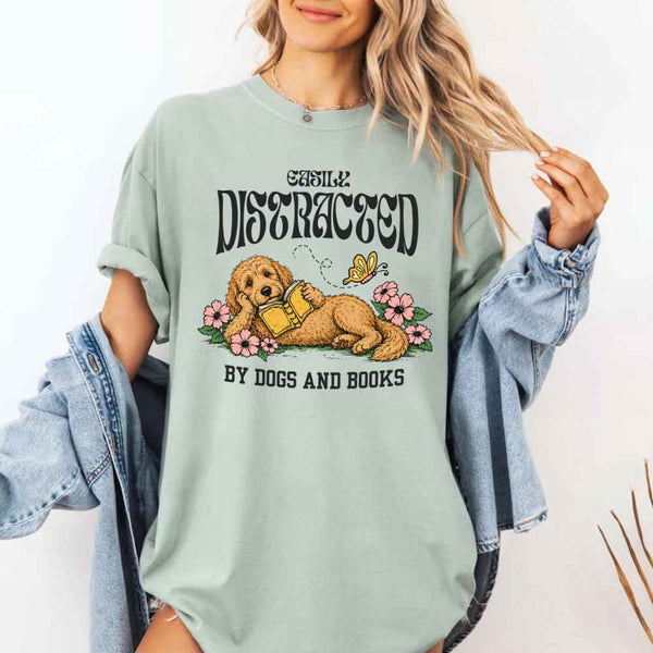 Dog & Book Lover Comfort Colors T-Shirt - Book Lover Tee