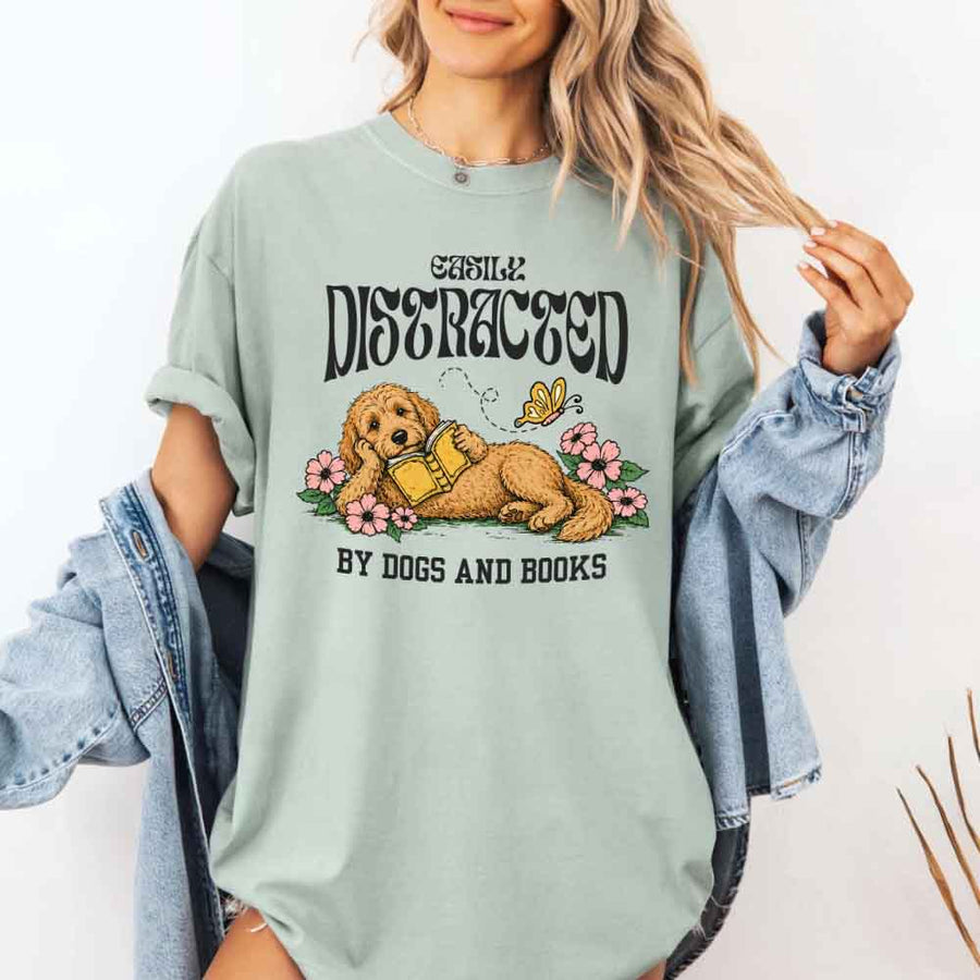 Dog & Book Lover Comfort Colors T-Shirt - Book Lover Tee