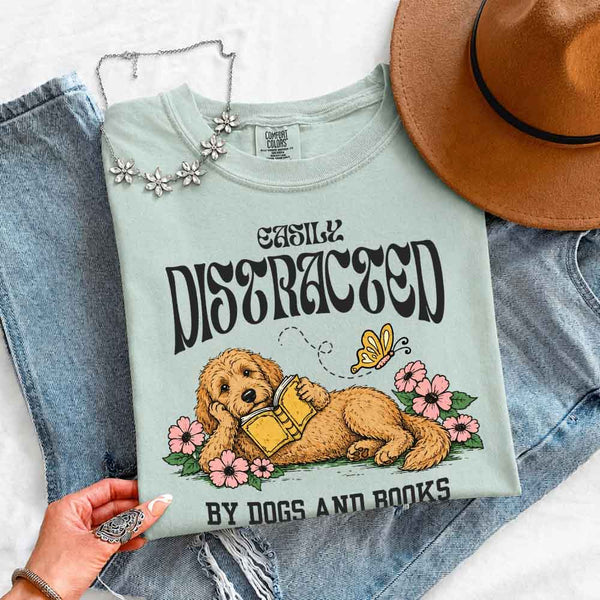 Dog & Book Lover Comfort Colors T-Shirt - Book Lover Tee