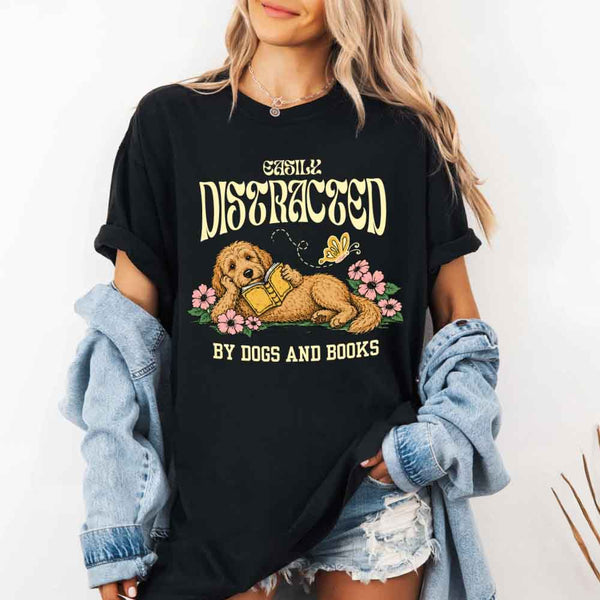 Dog & Book Lover Comfort Colors T-Shirt - Book Lover Tee