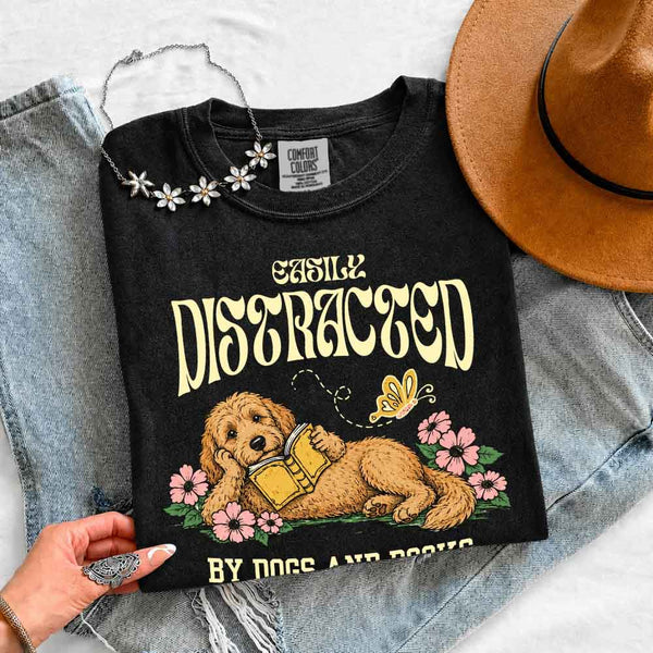 Dog & Book Lover Comfort Colors T-Shirt - Book Lover Tee