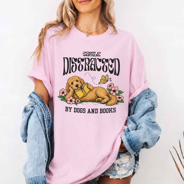 Dog & Book Lover Comfort Colors T-Shirt - Book Lover Tee