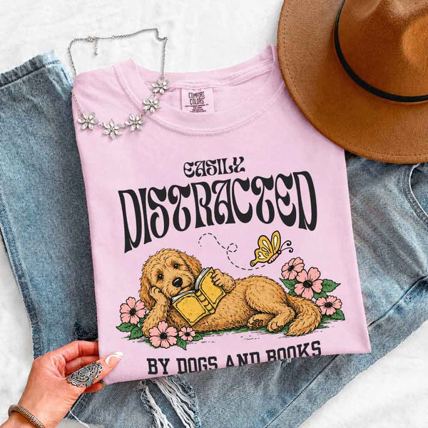 Dog & Book Lover Comfort Colors T-Shirt - Book Lover Tee