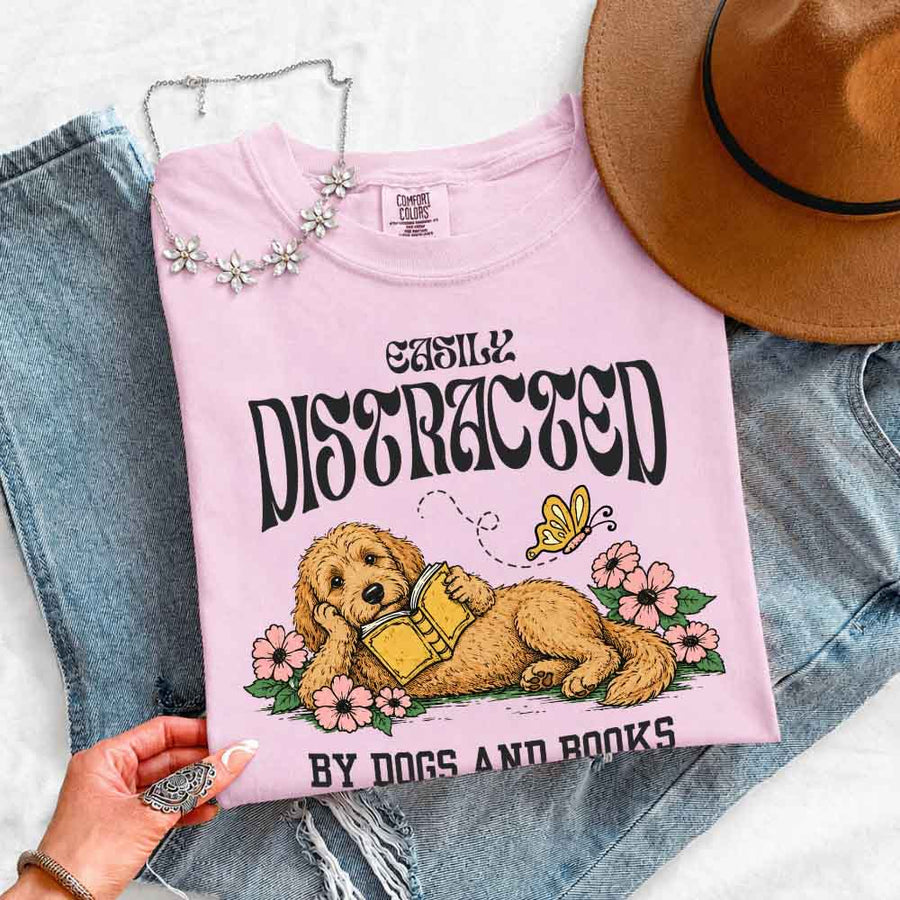 Dog & Book Lover Comfort Colors T-Shirt - Book Lover Tee