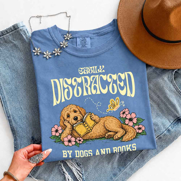 Dog & Book Lover Comfort Colors T-Shirt - Book Lover Tee