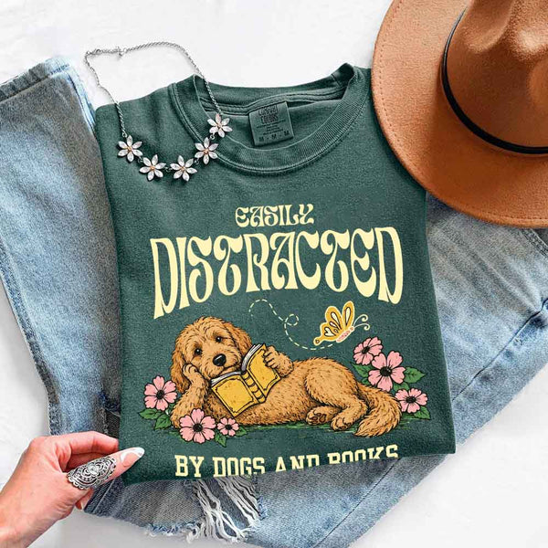 Dog & Book Lover Comfort Colors T-Shirt - Book Lover Tee