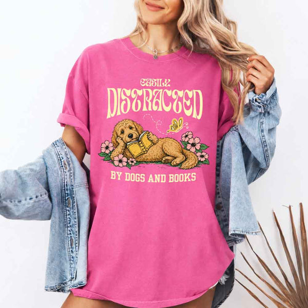 Dog & Book Lover Comfort Colors T-Shirt - Book Lover Tee