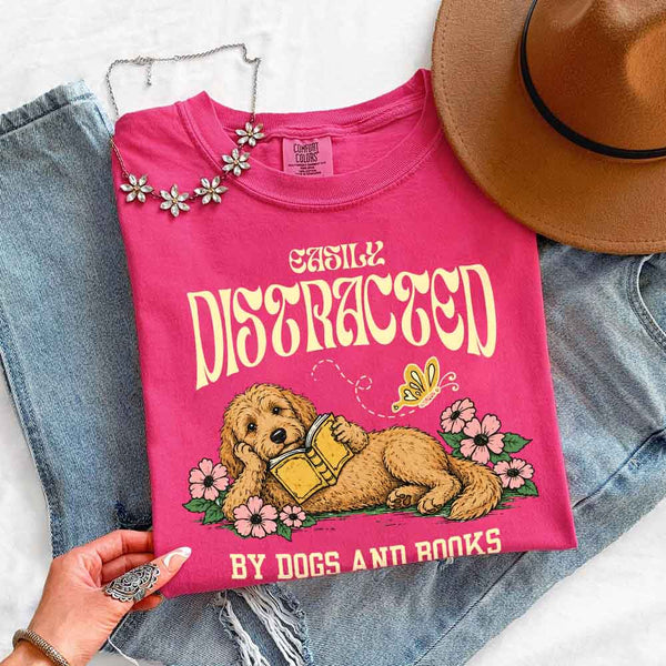 Dog & Book Lover Comfort Colors T-Shirt - Book Lover Tee