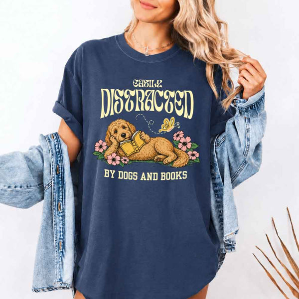 Dog & Book Lover Comfort Colors T-Shirt - Book Lover Tee
