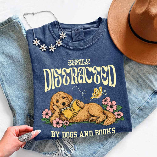 Dog & Book Lover Comfort Colors T-Shirt - Book Lover Tee