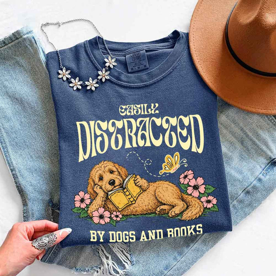 Dog & Book Lover Comfort Colors T-Shirt - Book Lover Tee