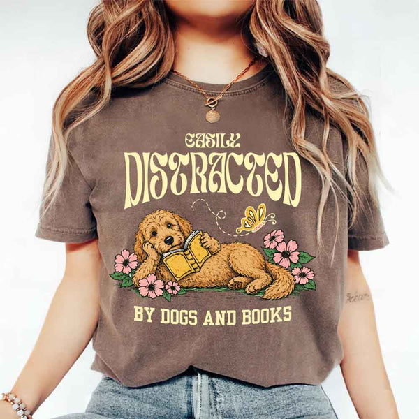 Dog & Book Lover Comfort Colors T-Shirt - Book Lover Tee