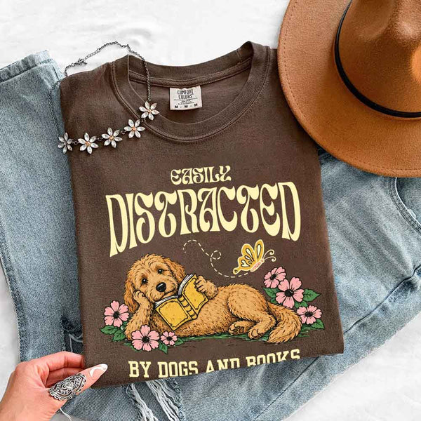 Dog & Book Lover Comfort Colors T-Shirt - Book Lover Tee