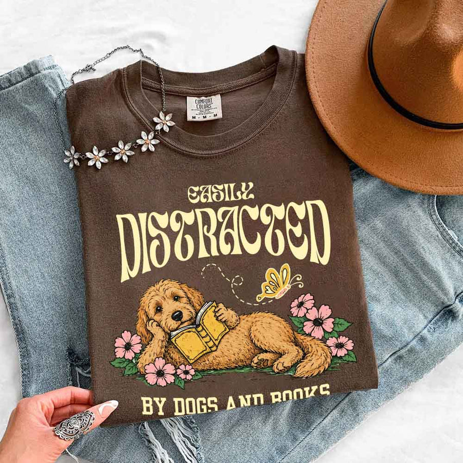 Dog & Book Lover Comfort Colors T-Shirt - Book Lover Tee