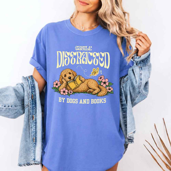 Dog & Book Lover Comfort Colors T-Shirt - Book Lover Tee