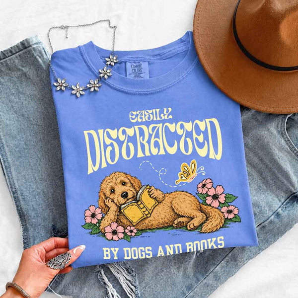 Dog & Book Lover Comfort Colors T-Shirt - Book Lover Tee