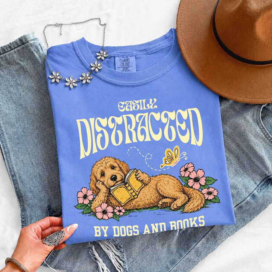 Dog & Book Lover Comfort Colors T-Shirt - Book Lover Tee