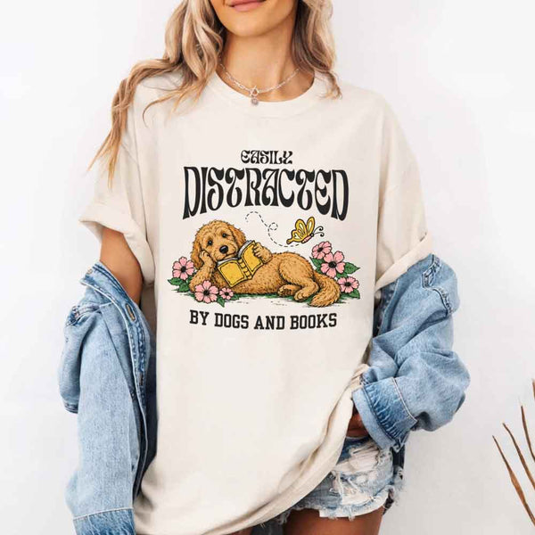Dog & Book Lover Comfort Colors T-Shirt - Book Lover Tee