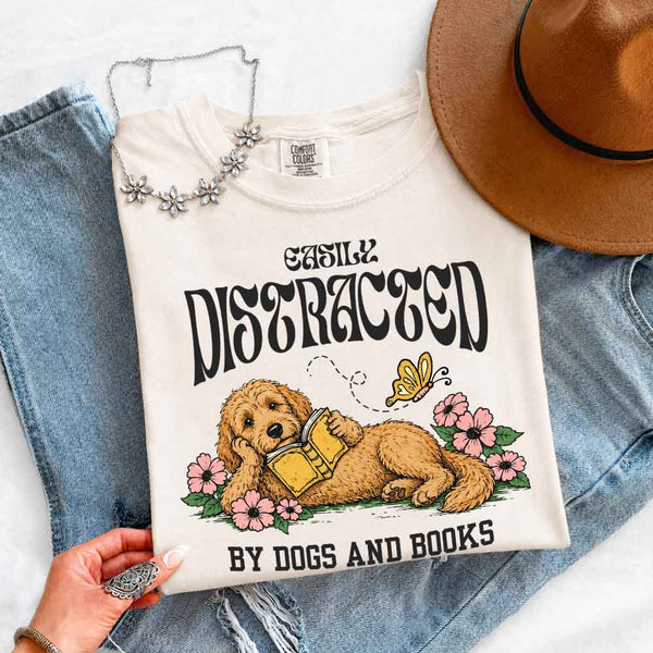 Dog & Book Lover Comfort Colors T-Shirt - Book Lover Tee