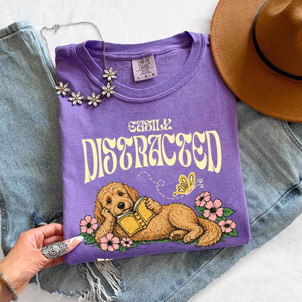 May include Dog & Book Lover Comfort Colors t-shirt with reader and dog graphic, relaxed unisex fit, and garment-dyed cotton