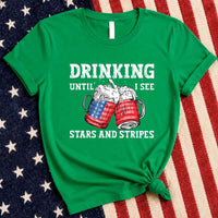 May include Drinking Until I See The Stars And Stripes 4th of July graphic tee with patriotic design and relaxed fit